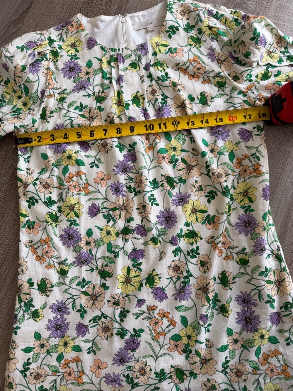 LOFT Floral Long Sleeve Shift Dress Linen Blend Size 8 Petite NWT - Picture 10 of 13
